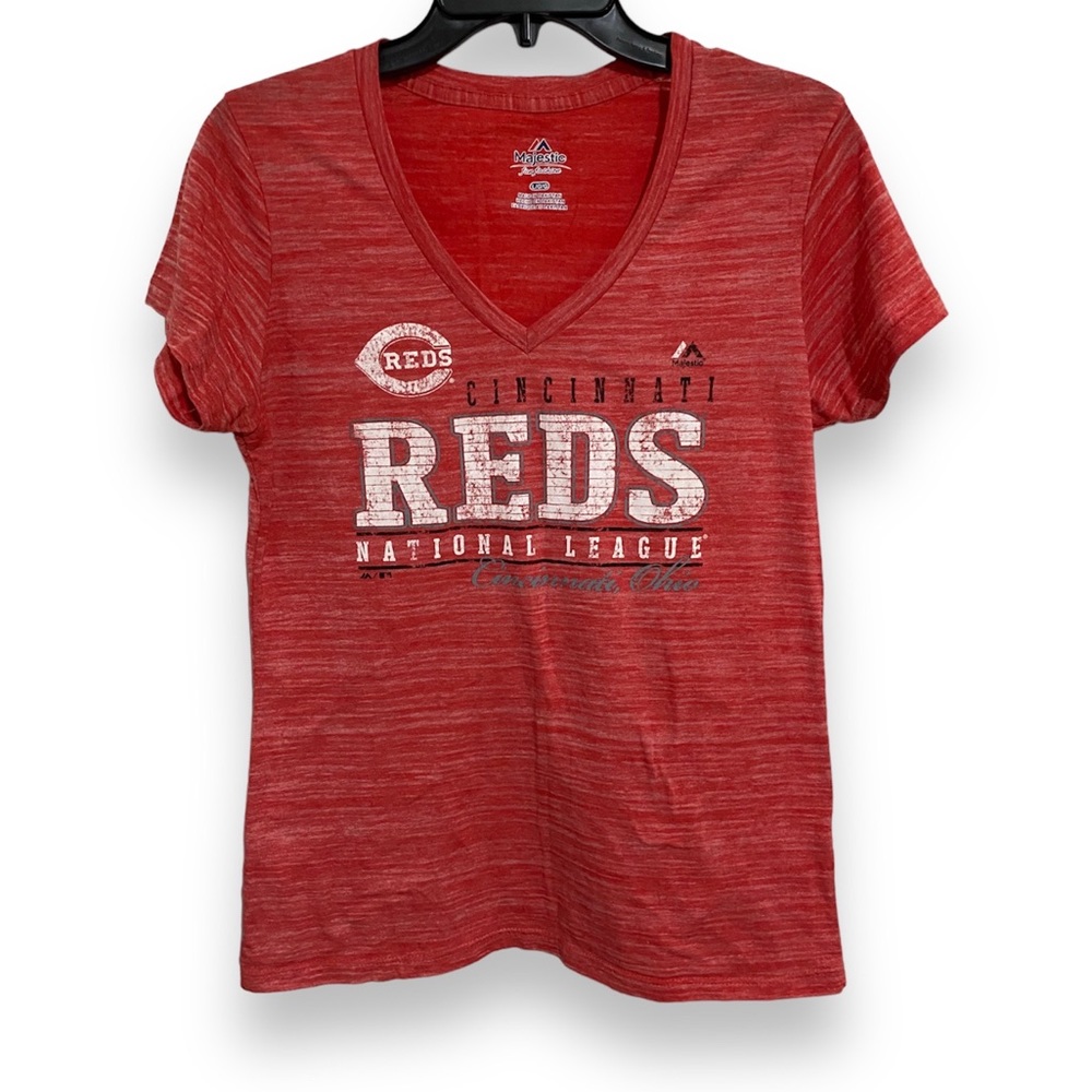 MAJESTIC TShirt Cincinnati Red League Women Sz Large Fanatic Tee Top